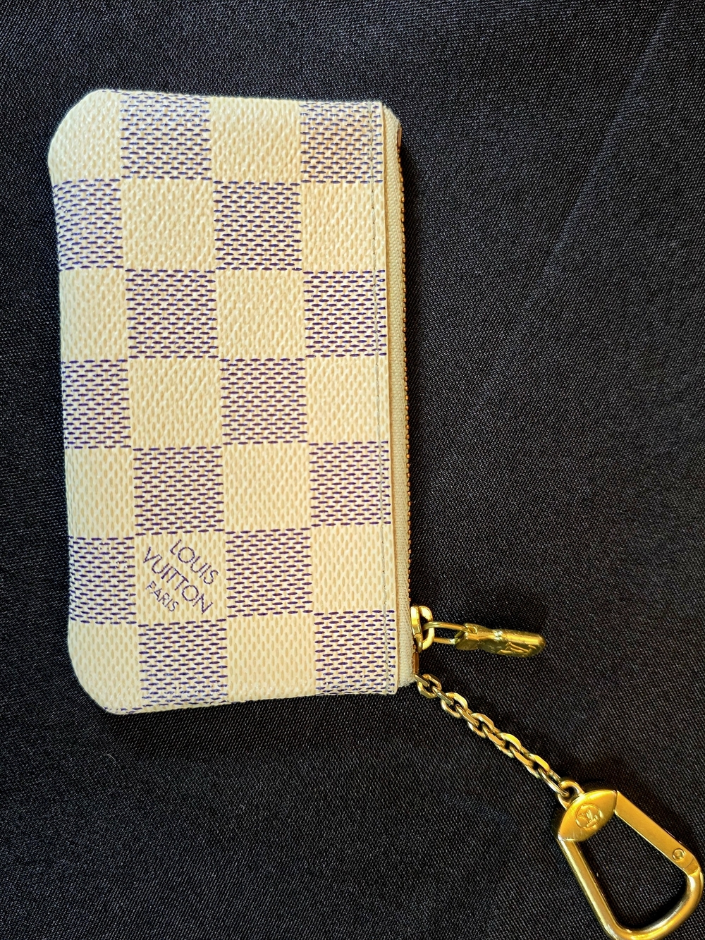 Louis Vuitton Damier Azur Key/ Card Pouch - White & Blue . COA included